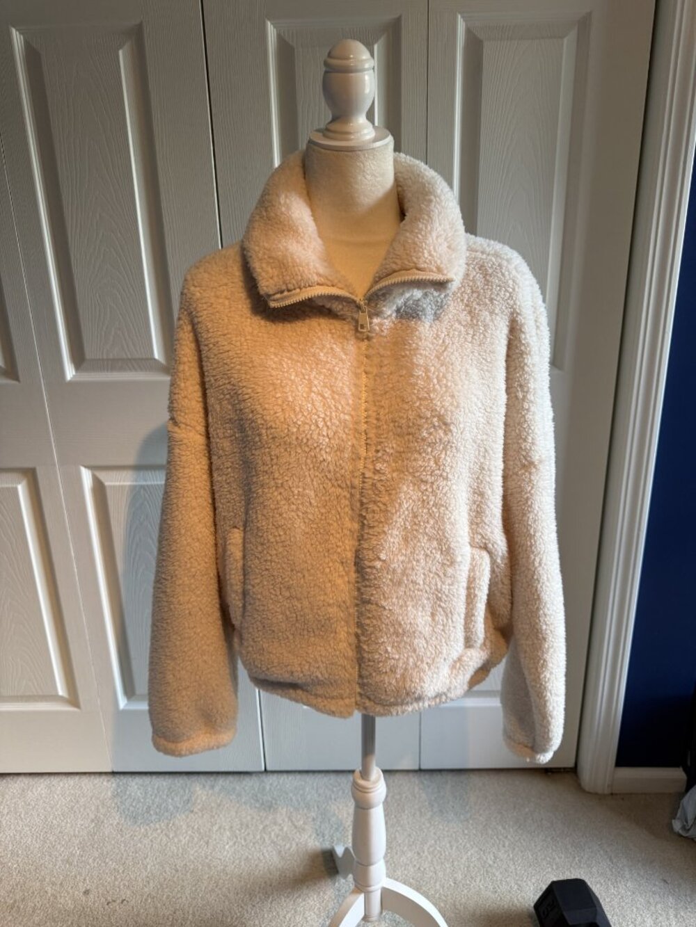 American Eagle Seriously Huggable Sherpa Fleece Jacket Cream Full Zip Women XS/S